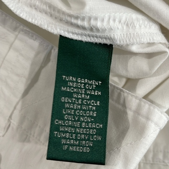 Ralph Lauren L-RL Lauren Active Y2K Vibe White Cargo Pants Drawstring Hem 10 - Picture 10 of 11